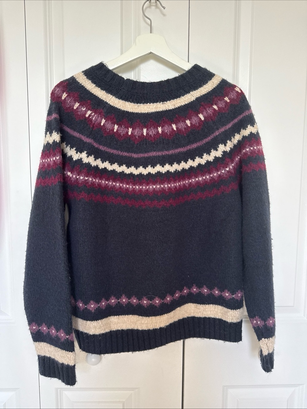 Lucky Brand Fair Isle Wool Blend Sweater Womens Sz M Alpine Timeless Cozy Nordic - Picture 3 of 7
